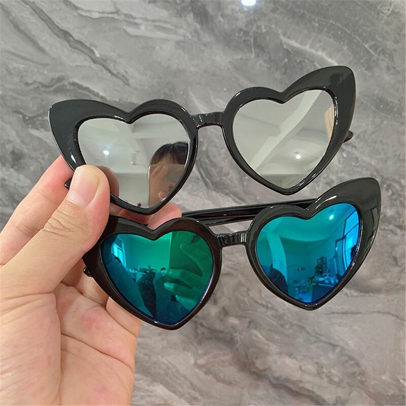 Óculos uv400 proteção moda crianças óculos de sol crianças amor coração óculos de sol em forma de coração