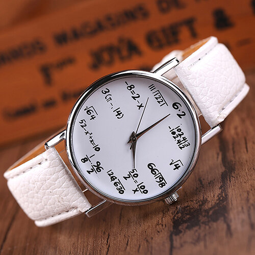 Women's Men's Fashion Clock Math Formula Equation Dial Faux Leather Female Quartz Wrist Watch New Unisex reloj mujer