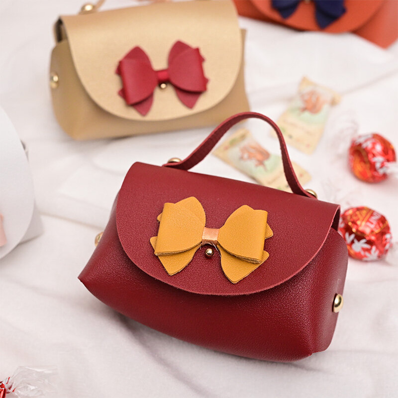 LPZHI 2Pcs Leather Bag With Bow Wedding Birthday Graduate Party For Gift Candy Chocolate Packaging Favors Present Decoration