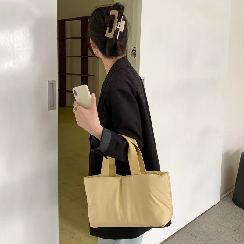 Модная стеганая женская сумка, роскошная дизайнерская нейлоновая хлопковая дамская сумка через плечо, зимняя сумка-тоут с подкладкой