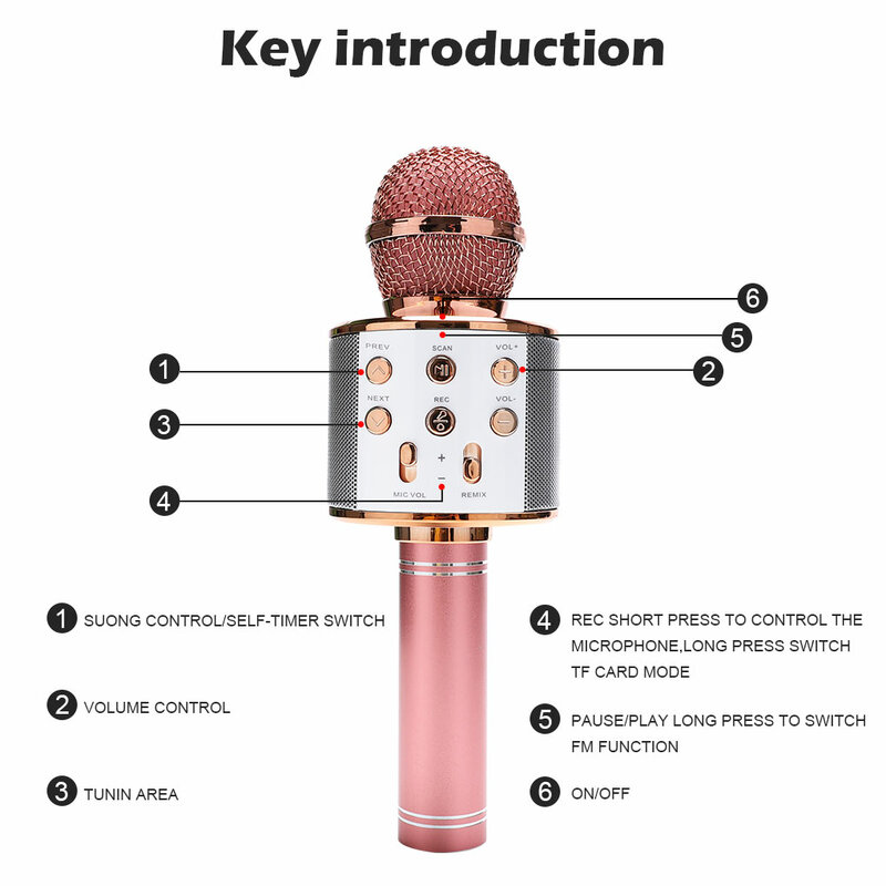 Беспроводной микрофон для караоке 2022, микрофон для караоке с Bluetooth, микрофон для Домашнего Караоке, микрофон для пения музыкального плеера