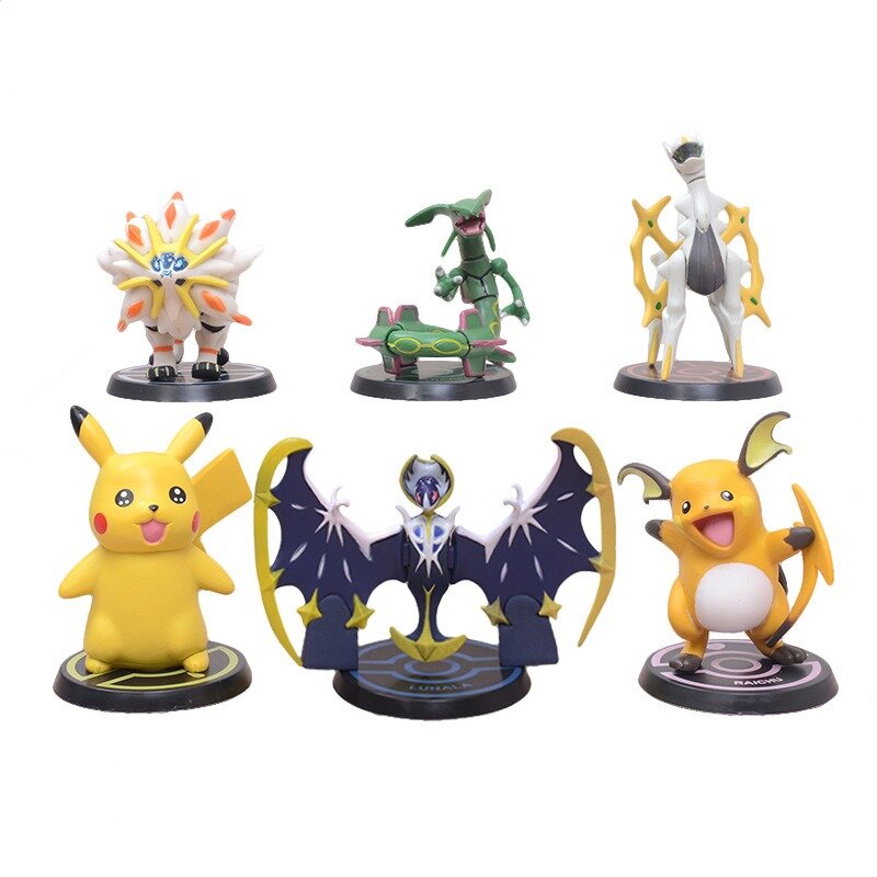 Muñeca móvil de Pokémon Pikachu de 6 piezas, modelo de bola de elfo, dragón de fuego, juguete, regalo para niños, figura de Anime