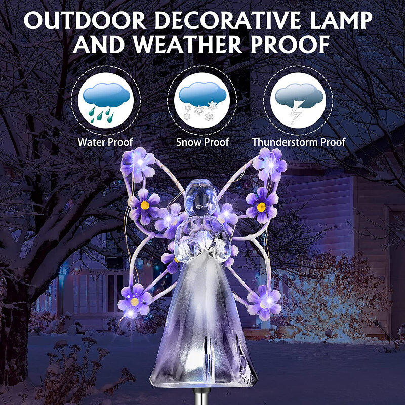 Solar Angel Fairy Lamp Outdoor Waterdichte Tuin Stake Lamp 7LED Multicolor Landschap Licht Voor Begraafplaats/Herdenkingsmunt Geschenken