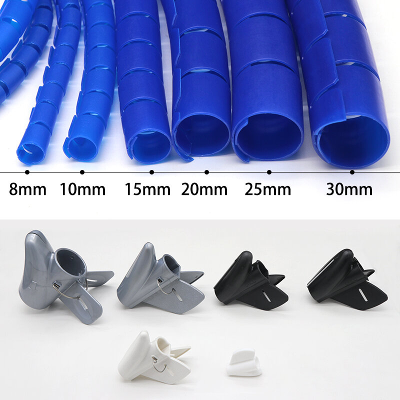 1/5/10M  Line Organizer Pipe Protection Spiral Wrap Winding Cable Wire Protector Cover Tube（without wire-finder）8/10/15/20/25mm