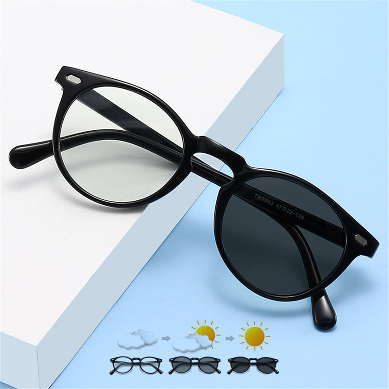 Gafas clásicas pequeñas de Color negro mate para cambio de Color, anteojos con bloqueo de luz azul, para ordenador, UV400
