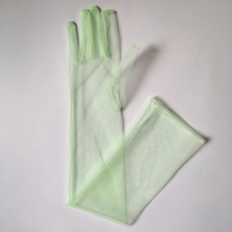 Длинные тюлевые Простые Свадебные перчатки «сделай сам» длиной 55 см, аксессуары для фотосъемки, дышащие перчатки для Хэллоуина для модных ж...