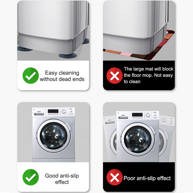 Almohadilla portátil para lavadora, accesorio de 4 piezas con reducción de ruido, antideslizante, a prueba de golpes, amortiguador de fijación para lavadora y secadora