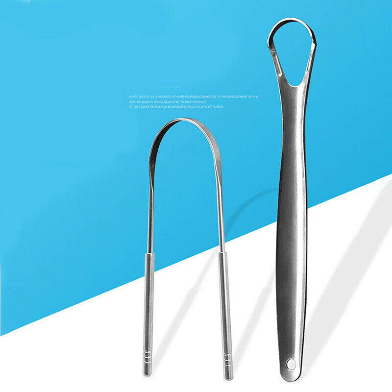 2PCS Tongue Scraper Cleaner Para Adultos Grau Cirúrgico Eliminar Mau Hálito Aço Inoxidável Metal Tongue Scarper Escova Dental Kit