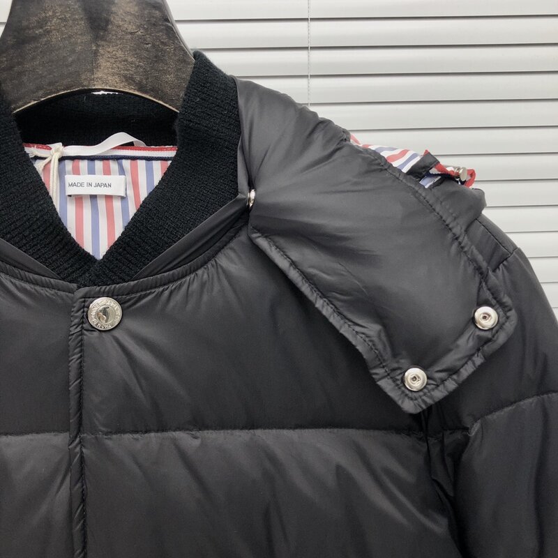 Мужской толстый пуховик с капюшоном TB THOM, зимнее толстое пальто, 4 бара, в полоску, в английском стиле, на молнии, на утином пуху, утепленные парные куртки