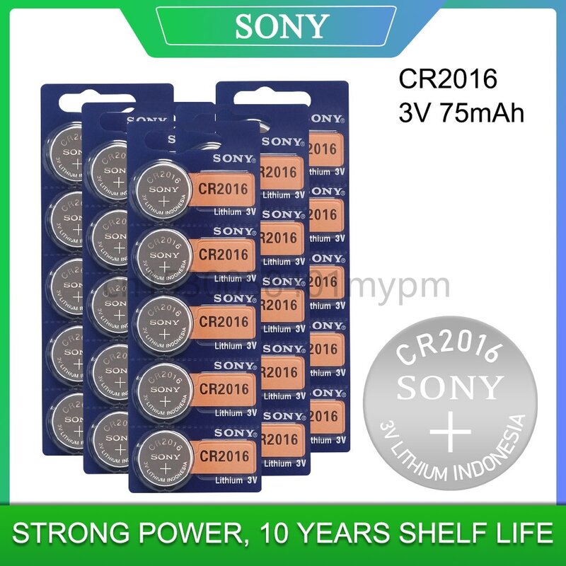SONY CR2016 Lithium Battery 3V Cr 2016 Button Battery Watch Car Key Coin Cell Batteries 2016 DL2016 ECR2016