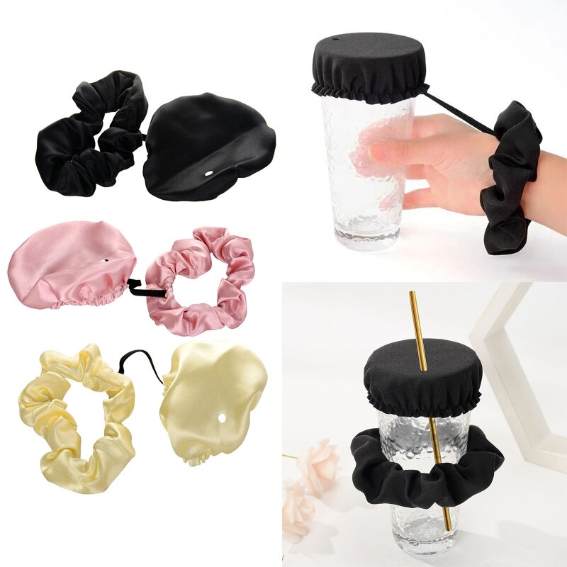 Drink Cover Scrunchie Reusable Cup Cover Hair Tie Drink Protection Cap Drink Spiking Prevention Scrunchie Hair Accessories