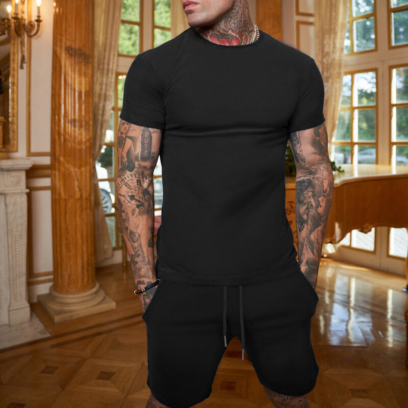 Conjuntos masculinos casual esporte terno camiseta treino 2 peça conjunto roupas impressas outfits oversized streetwear homem roupas