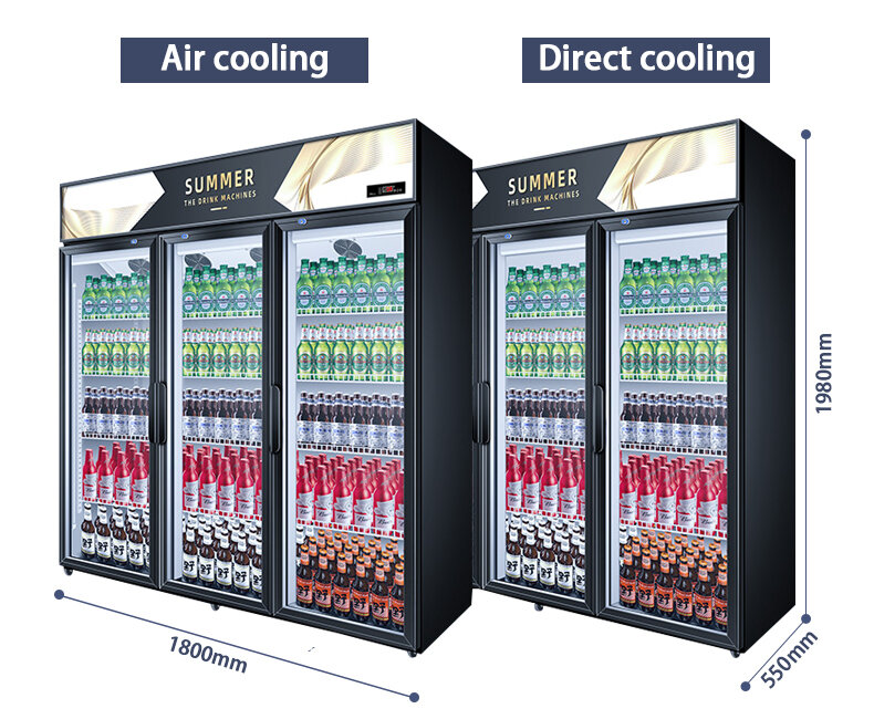 Commercial Supermarket Fruit Shop Frost-Free Vertical Large-Capacity Fruit Preservation Drink Refrigerated Display Cabinet