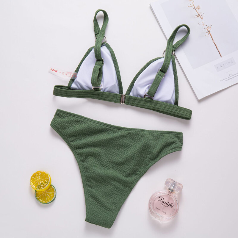 Set Bikini Mikro Pakaian Renang Wanita Baju Renang Seksi Push Up Pakaian Renang Pakaian Pantai Musim Panas Baru Bikini Brasil