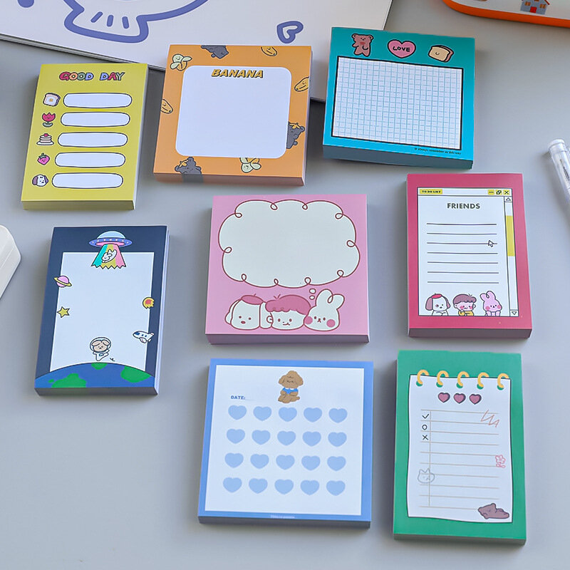 Korean Ins Cute Sticky Notes Student Message Cartoon Bear N Times Stickers Learning Office Memo Pads Kawaii Decor Stationery Tag