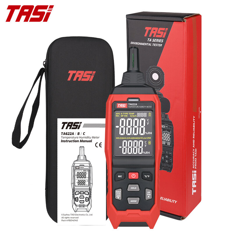 مقياس درجة الحرارة الرقمي TASI TA622A مقياس درجة الحرارة الصناعية الرطوبة عالية الدقة مقياس الرطوبة مقبض الرطوبة