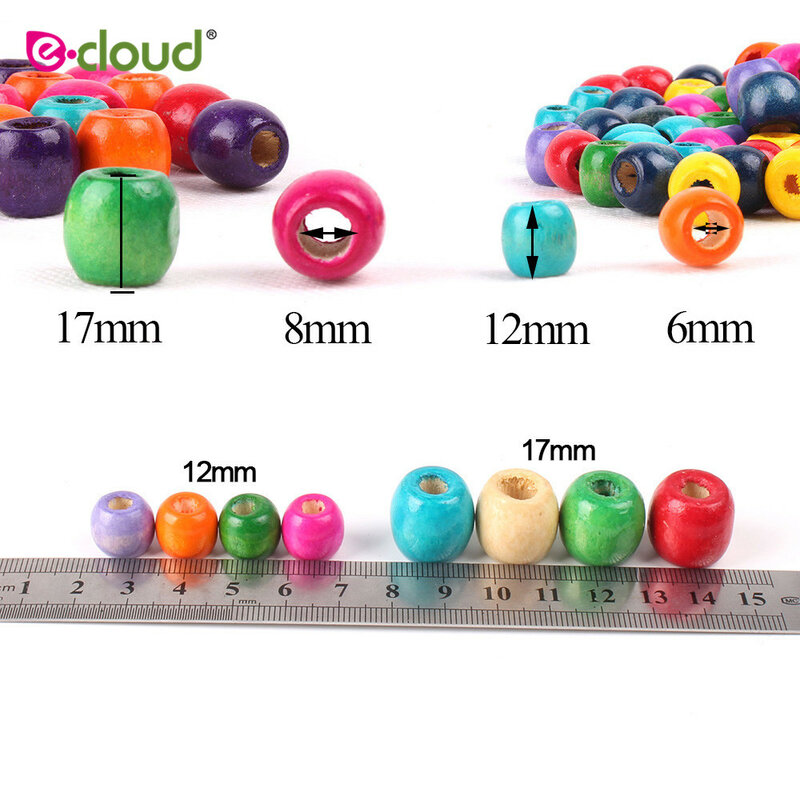 1000Pcs Mixed Color Wooden Hair Beads Braiding 6mm 8mm Hole Dreadlock Bead Ring Tubes For Braiding Hair Extension Accessories