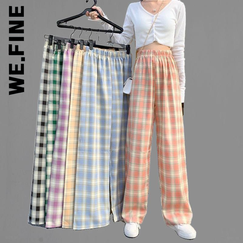 We.Fine Trousers Pants Women New Harajuku Korean For Women Chic Plaid Hot Sale Pants For Women Slim Leg Clothes Female