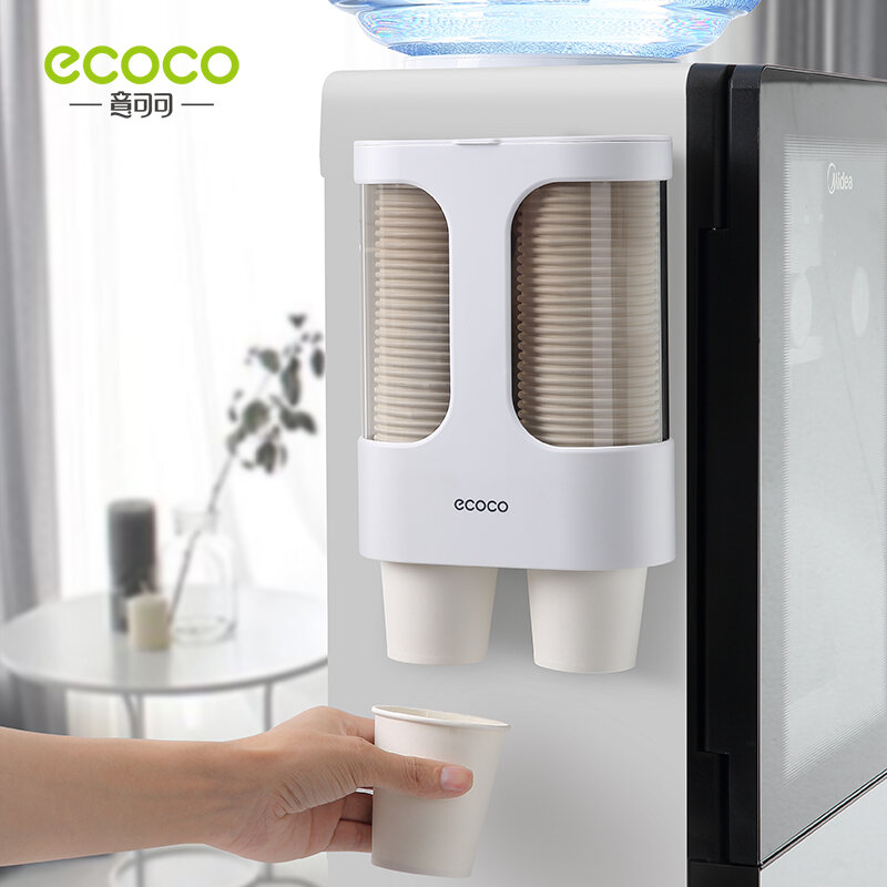 ECOCO Disposable Paper Cups Dispenser Plastic Cup Holder for Dispenser Wall Mounted Automatic Cup Storage Rack Cups Containe