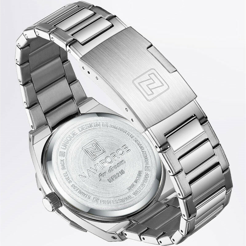 2023นาฬิกาข้อมือ Naviforce แนวสปอร์ตสำหรับผู้ชายกันน้ำนาฬิกาข้อมือควอตซ์สแตนเลสสตีลดีไซน์ใหม่