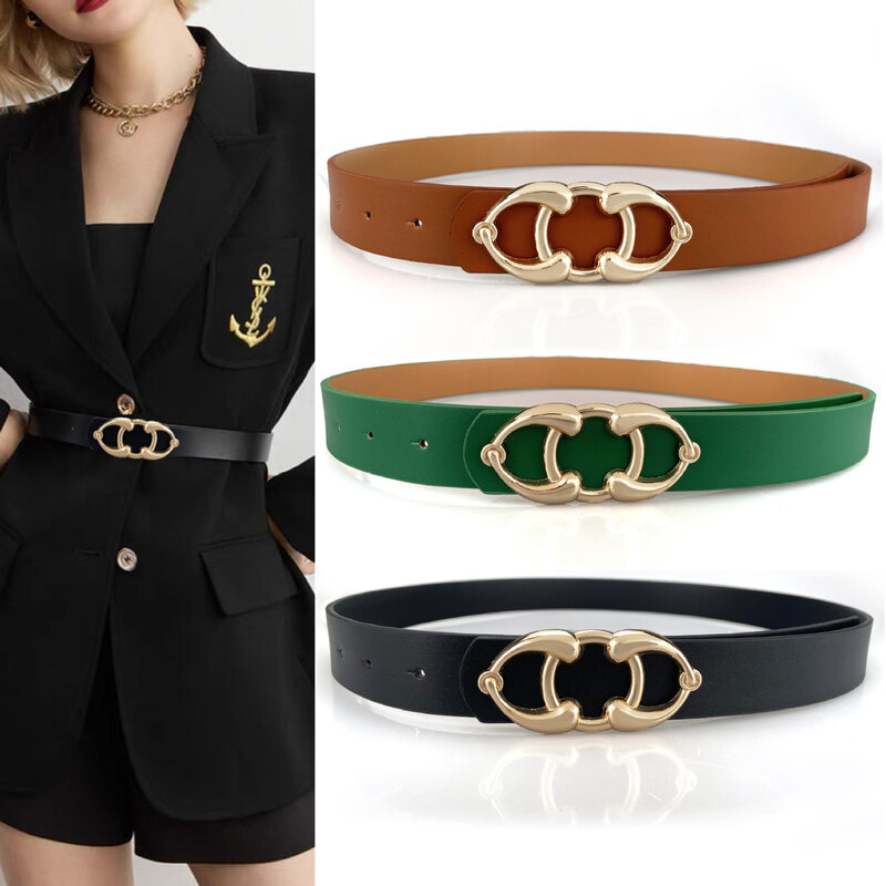 Women's belt decoration with jeans dress leather leather belt female fashion trend luxury design y2k