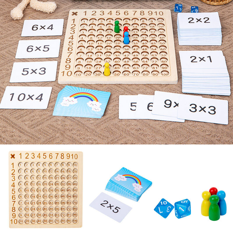 Montessori multiplicação tabela de madeira jogo de tabuleiro crianças aprendizagem brinquedos educativos matemática aritmética ensino didático para crianças