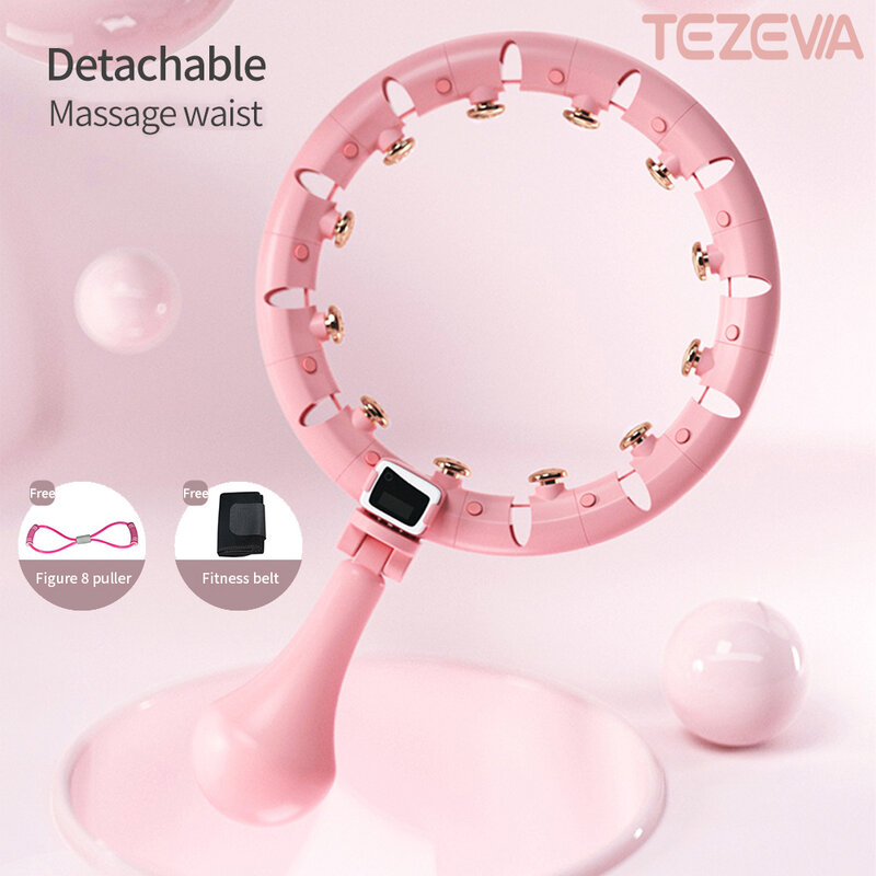 TEZEWA-분리형 스마트 슬리밍 후프 피트니스 체중 감량 핑크 블루 전자 계산 후프, 어린이용 후프
