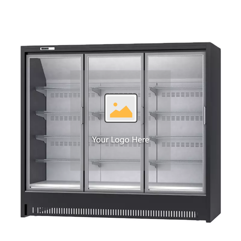 Refrigerador Vertical de acero inoxidable para exhibición de carne, refrigerador Vertical para puerta de vidrio, congelador de supermercado
