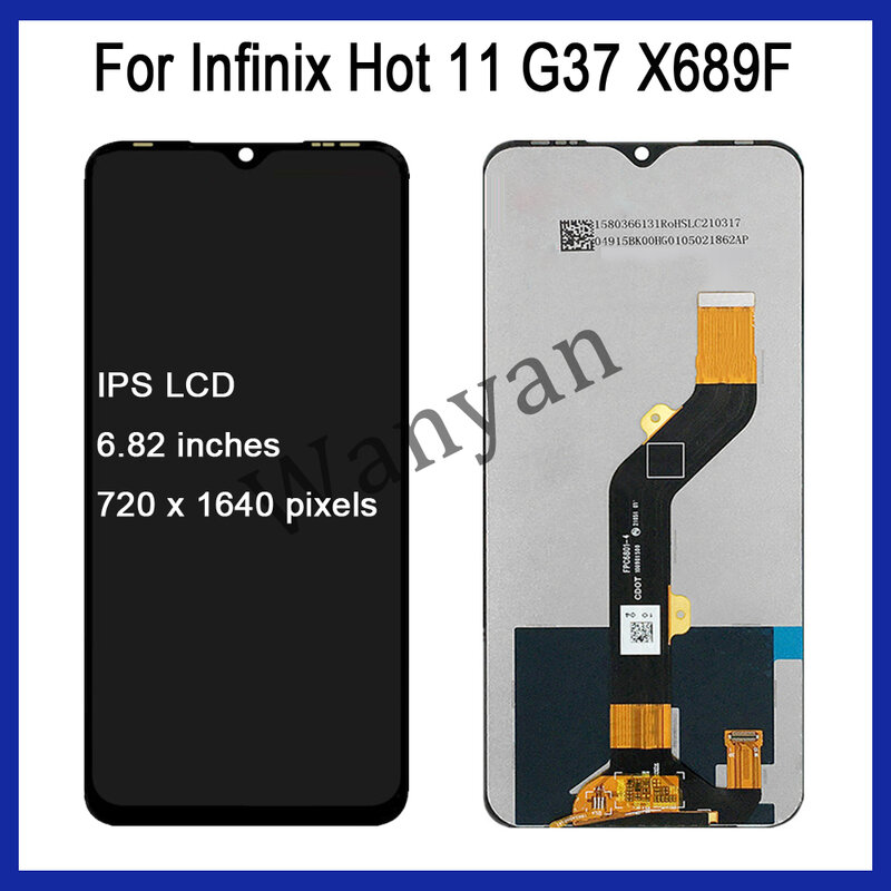 オリジナルInfinix Hot 11 X 662 X 662 B X 689 F Hot 11 S Hot 11 S NFC Hot 11 LCDディスプレイを再生するデジタル変換器の交換