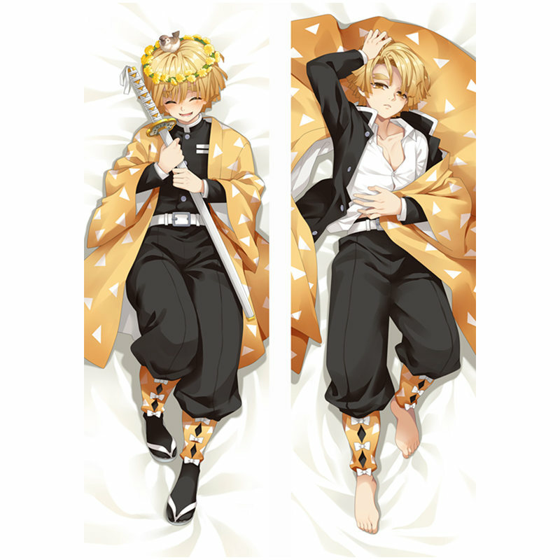 60x180cm Anime Demon Slayer Agatsuma Zenitsu Kochou Shinobu Dakimakura Case Two-sided 3D Print Bedding Hugging Body Pillow Cover