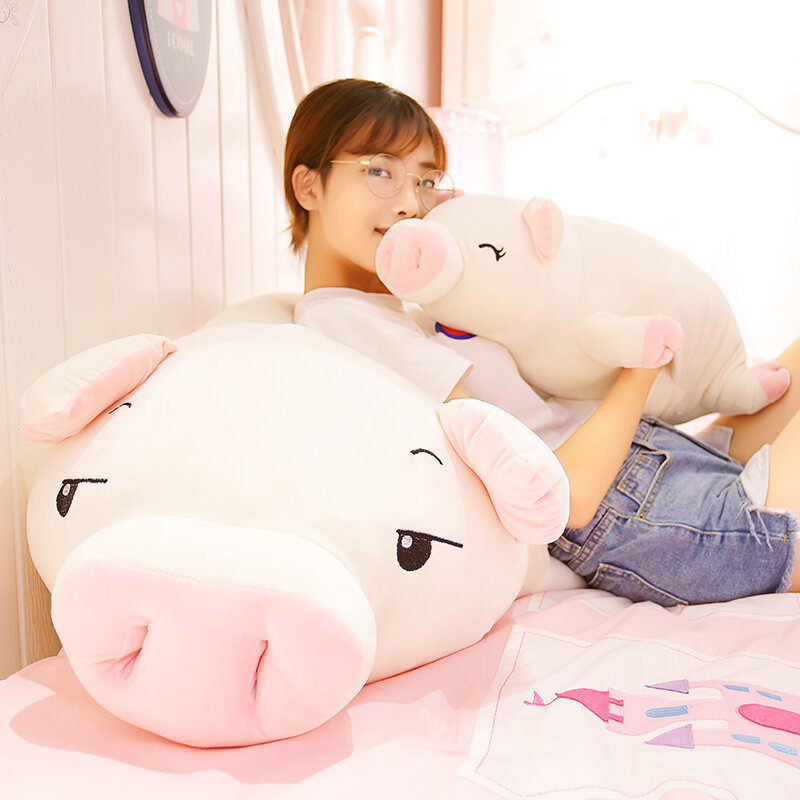 40-75cm Squishy Pig wypchana lalka leżąca pluszowa świnka zabawka zwierząt miękkie Plushie ogrzewacz dłoni zestaw kocyk-poduszka dzieci dziecko pocieszający prezent