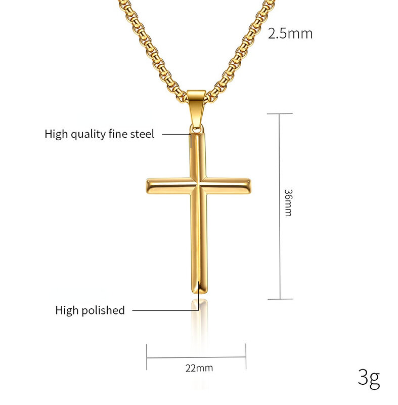 European and American Style Titanium Steel Rhombic Cross Necklace Hip Hop Cold Neutral Style Men and Women Wear Cross Pendant