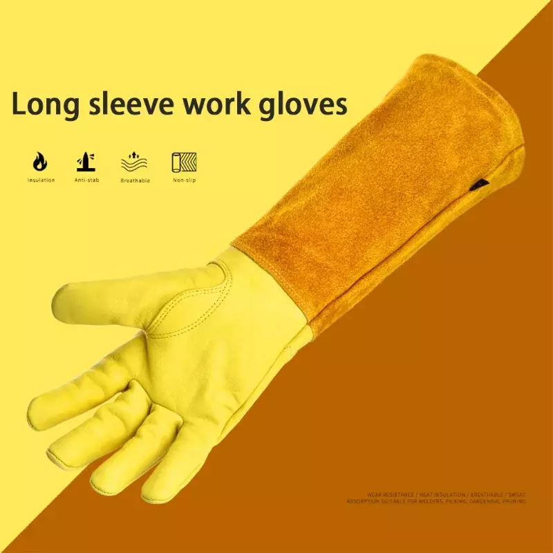 NEW2022 2Pcs Leather Breathable Gauntlet Gloves Rose Pruning Long Sleeve Gloves for Men and Women Best Gardening Glove Garden Gi
