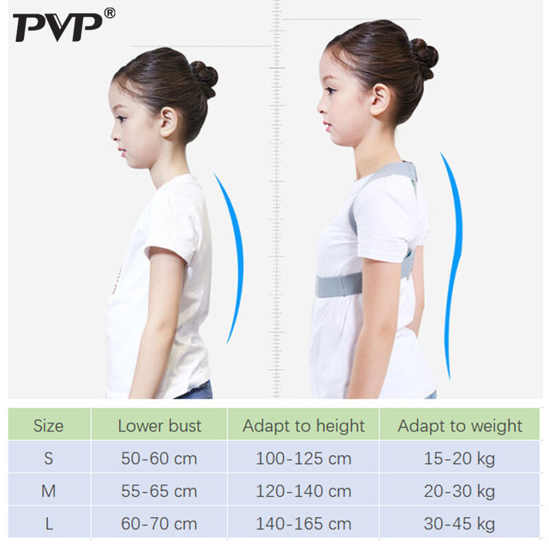 Pvp crianças postura corrector volta postura trainer clavícula coluna ombro cinto de correção ajustável comprimento voltar suporte novo