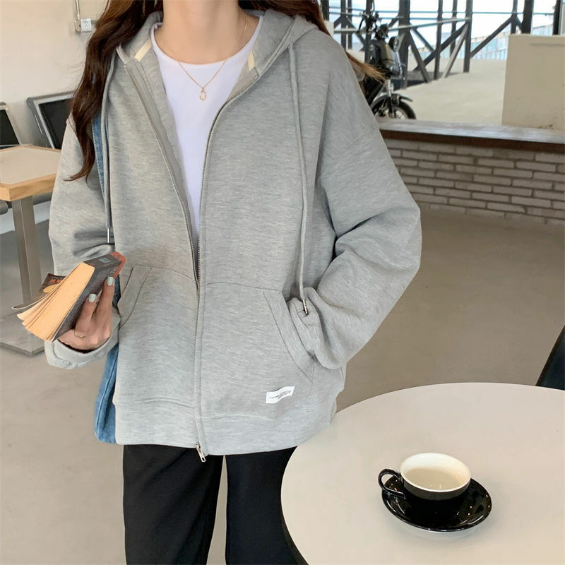 Japanese zipper Hoodie women's wear new trend in spring and autumn loose hooded cardigan coat long sleeved top Kawaii Hoodie