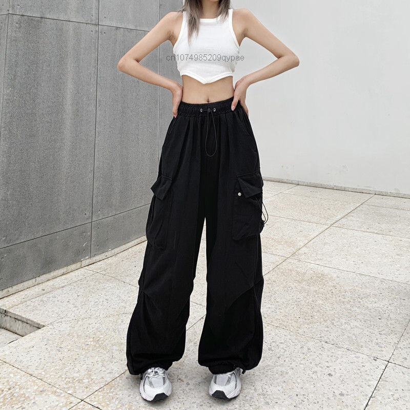 Шикарные повседневные женские брюки-карго Y2K, модель 2023 года, женские спортивные брюки большого размера, уличная одежда, свободные прямые бр...