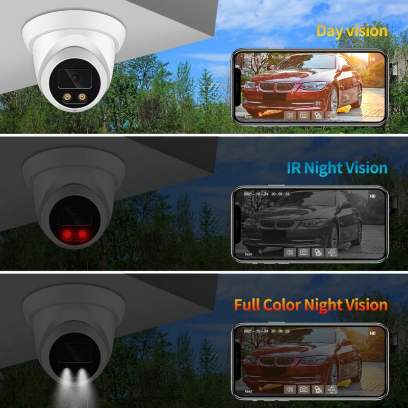 4K 8MP Camera Ai Face Detect Built-in Microphone Security IP Camera IR/Color Night Vision Metal Dome POE Surveillance Security