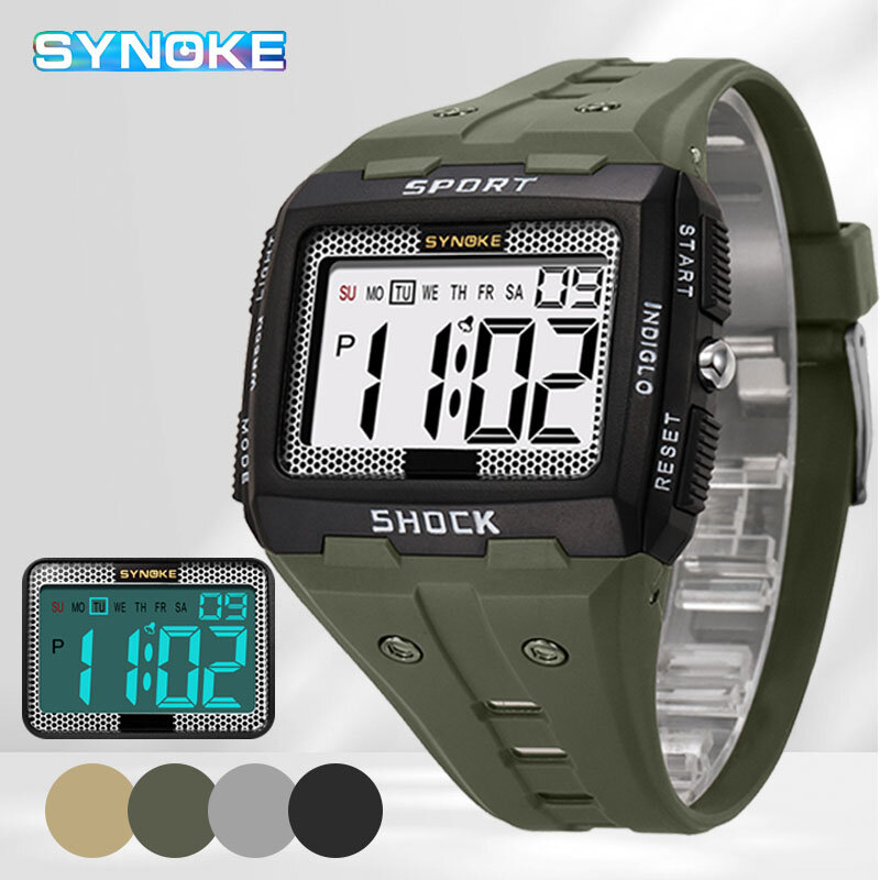 Часы мужские электронные в стиле милитари, модные спортивные цифровые водонепроницаемые с секундомером, хронографом и будильником