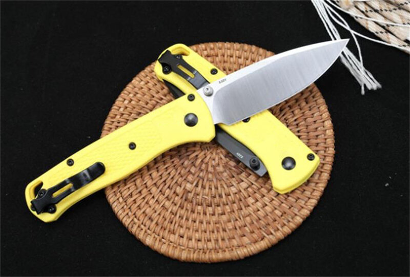 Novo bm 535 bugout eixo faca dobrável amarelo alças s30v polímero lidar com facas de bolso acampamento