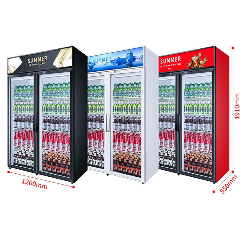 Commercial Supermarket Vertical Fresh-Keeping Copper Tube Refrigerated Beverage Display Cabinet Refrigerator Freezer
