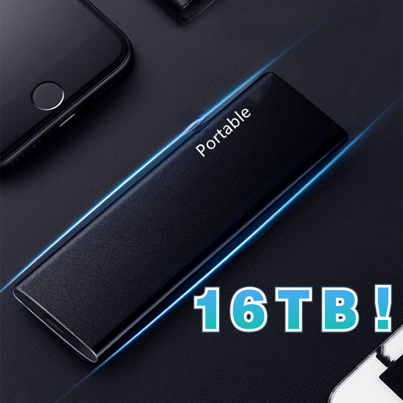 New 2TB M.2 SSD 500GB 2TB 4TB 16TB Type-C 1TB External Hard Drive Usb 3.1 Mobile Solid State Hard Disks for Notebook Laptop/mac