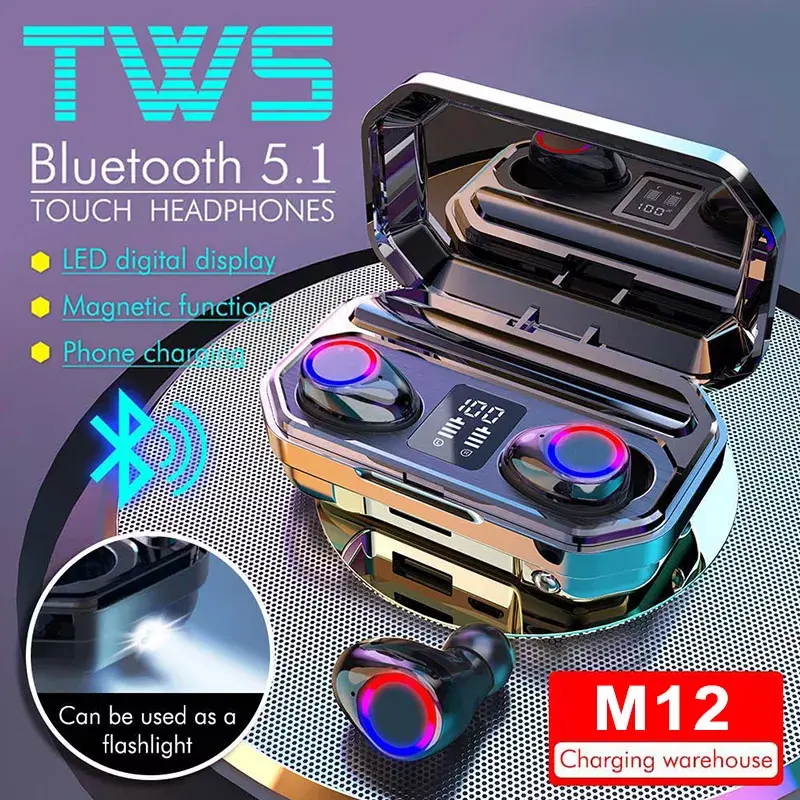 TWS Bluetooth 5.1 Earphone Wireless Headphone Hifi Sound Stereo Headset Dual Dynamic Driver Waterproof Earbuds touch