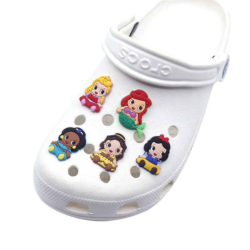 6pcs a set Cute Princess Shoe Charms Cartoon Toy jibz Shoe Buckle Accessories For Croc Clogs Garden Shoe Girls Party X-mas Gift