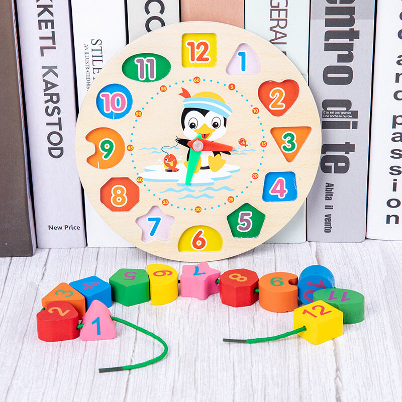Hot Koop Baby Speelgoed Kleurrijke Houten Blokken Baby Muziek Rammelaars Grafische Cognitie Vroege Educatief Speelgoed Voor Baby 0-12 maanden