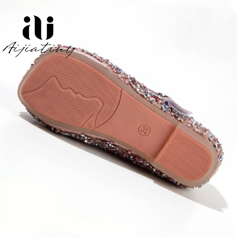 Sepatu Kasual Anak-anak Baru Musim Semi 2023 Sepatu Putri Berlian Imitasi Sepatu Tari Pesta Glitter Sepatu Performa Siswa Anak-anak