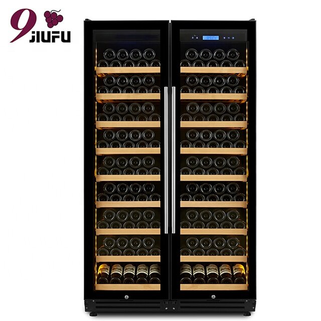 JIUFU-대용량 와인 보관함 독립형 블랙 컴프레서, 와인 쿨러, 스테인레스 스틸, 이중 벽 보틀 쿨러