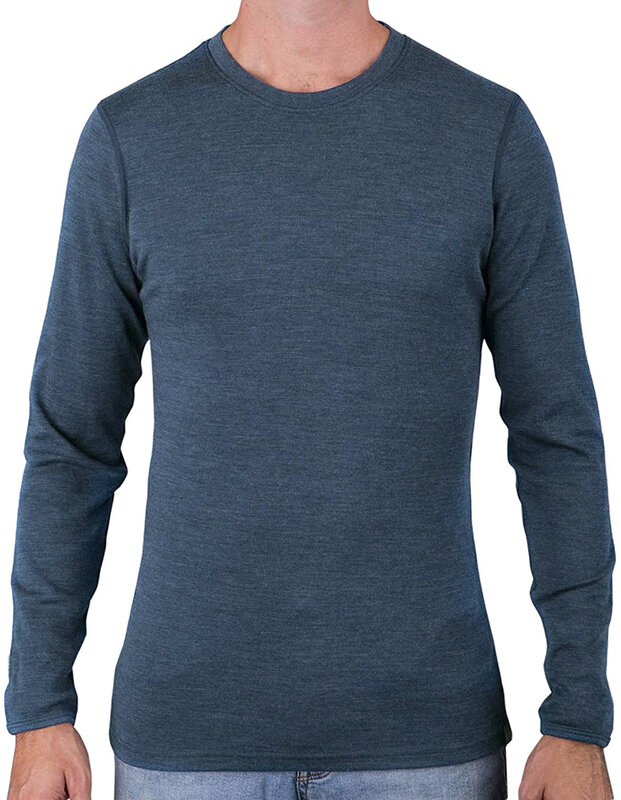 Maglietta termica da uomo a maniche lunghe in lana Merino 100% camicia termica a maniche lunghe peso medio 245G Top termico a strato quotidiano