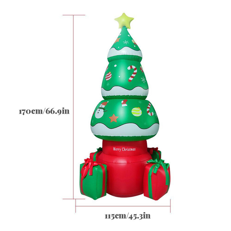 Ornamen Pesta Pohon Tiup Natal LED Menyala Dalam Ruangan Luar Ruangan Display Festival Hadiah Mainan Bercahaya