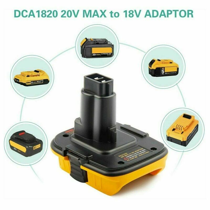 Conversor adaptador para bateria de18 v 20v max, compatível com banco de energia, bateria de íon de lítio