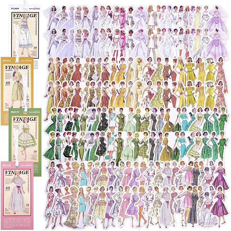 160pc vintage pessoas washi adesivos, retro meninas feminino scrapbook adesivo para diário de lixo planejadores álbum diy artesanato